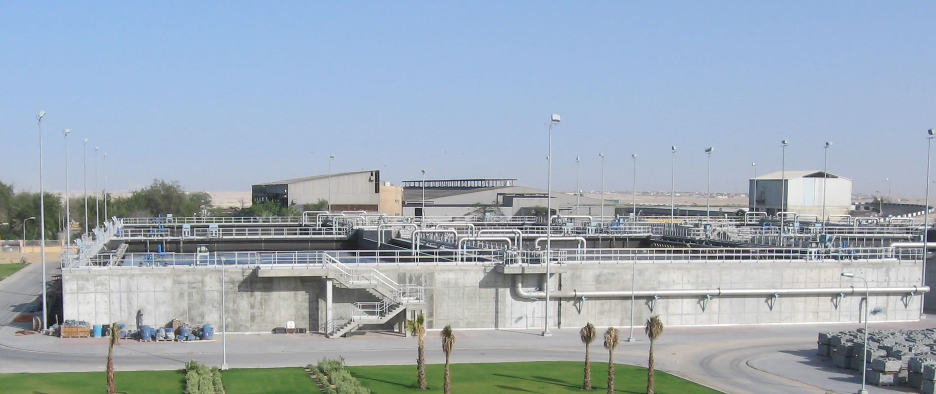 Anodised aluminium handrails, aluminium staircases to water treatment plant Qatar