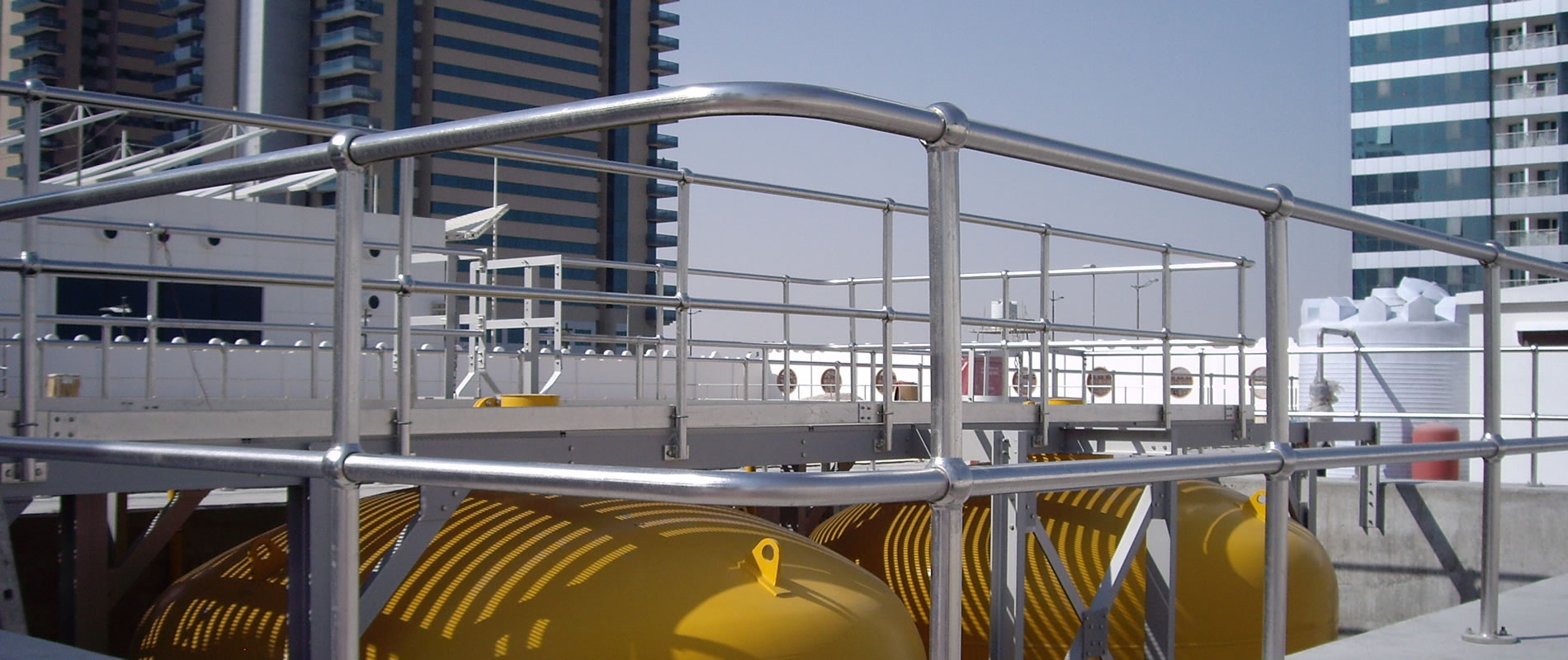 Stainless steel handrails and aluminium platform to pumping station in Qatar