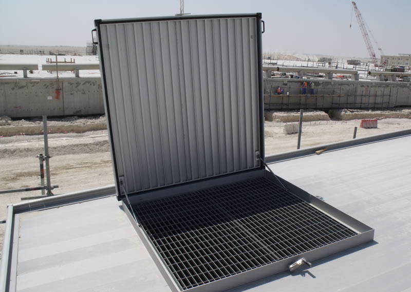 Aluminium raised access hinged cover Qatar Water Treatment plant