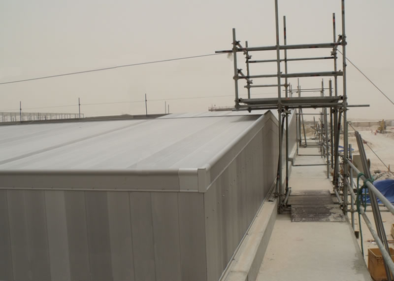 Aluminium large span roof covers to provide odour control and prevent light and sand ingress to Qatar Sewage treatment Bioreactor Tanks